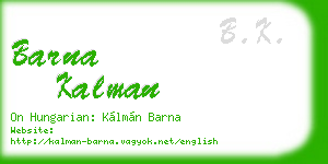 barna kalman business card