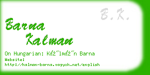 barna kalman business card